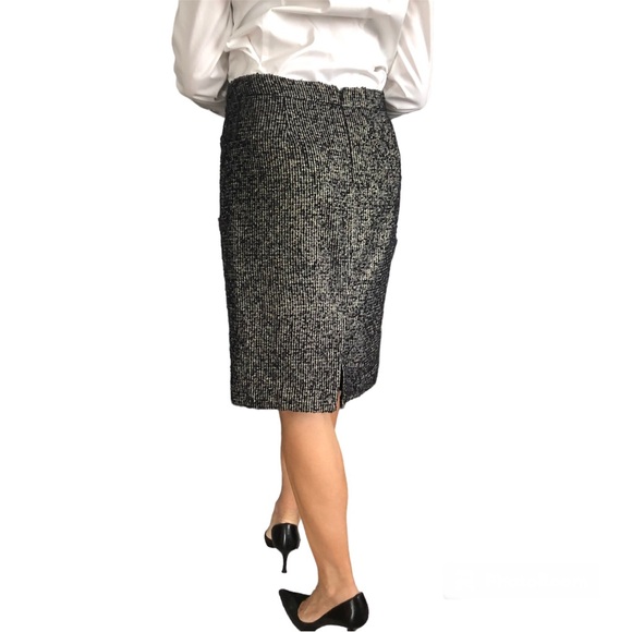 J.Crew black& grey ribbed knit pencil skirt with gold thread back zipper size 8 - Picture 5 of 7